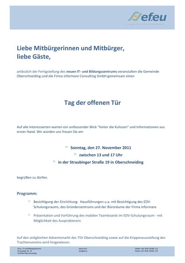 Flyer Tag der offenen Tür im IT-und Bildungszentrum