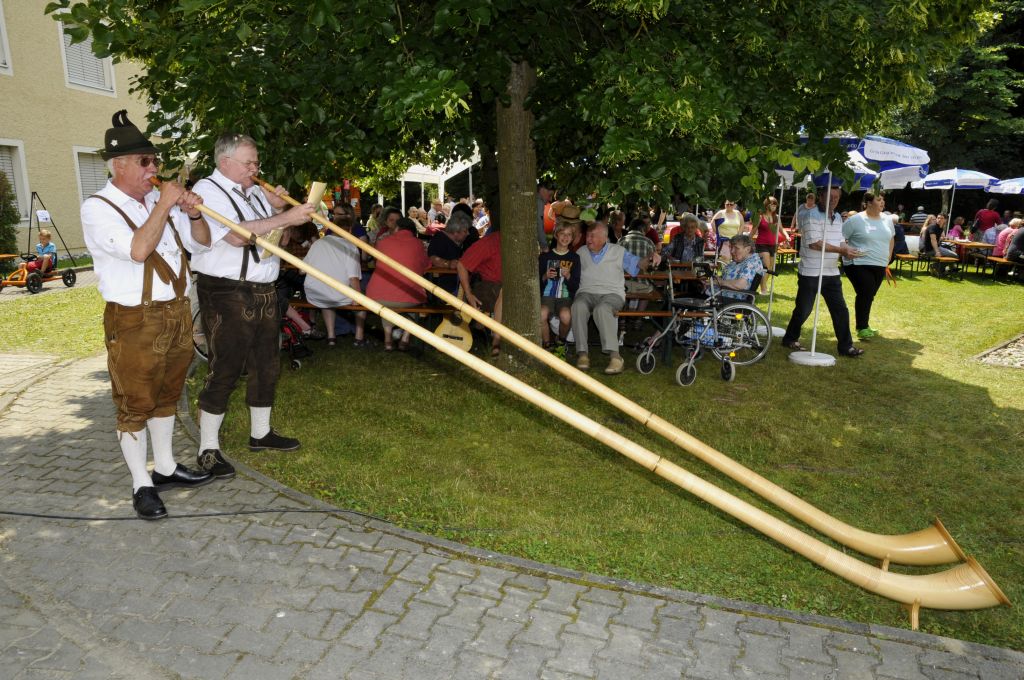 Unser Bild zeigt die "Münchshöfener Flippers” und die Wallersdorfer Alphornbläser bei ihrem Auftritten 