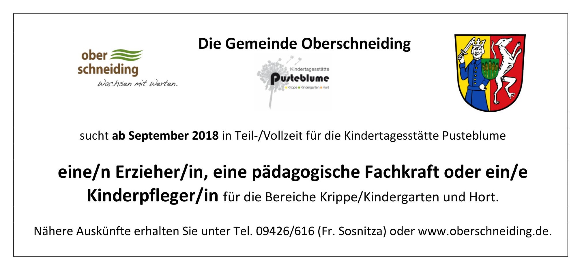 2018 04 27 Stellenanzeige Kita